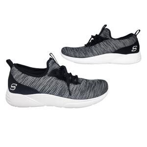 Skechers Shoes Womens 8 Gray Black White Knit Sport Memory Foam Comfort Running